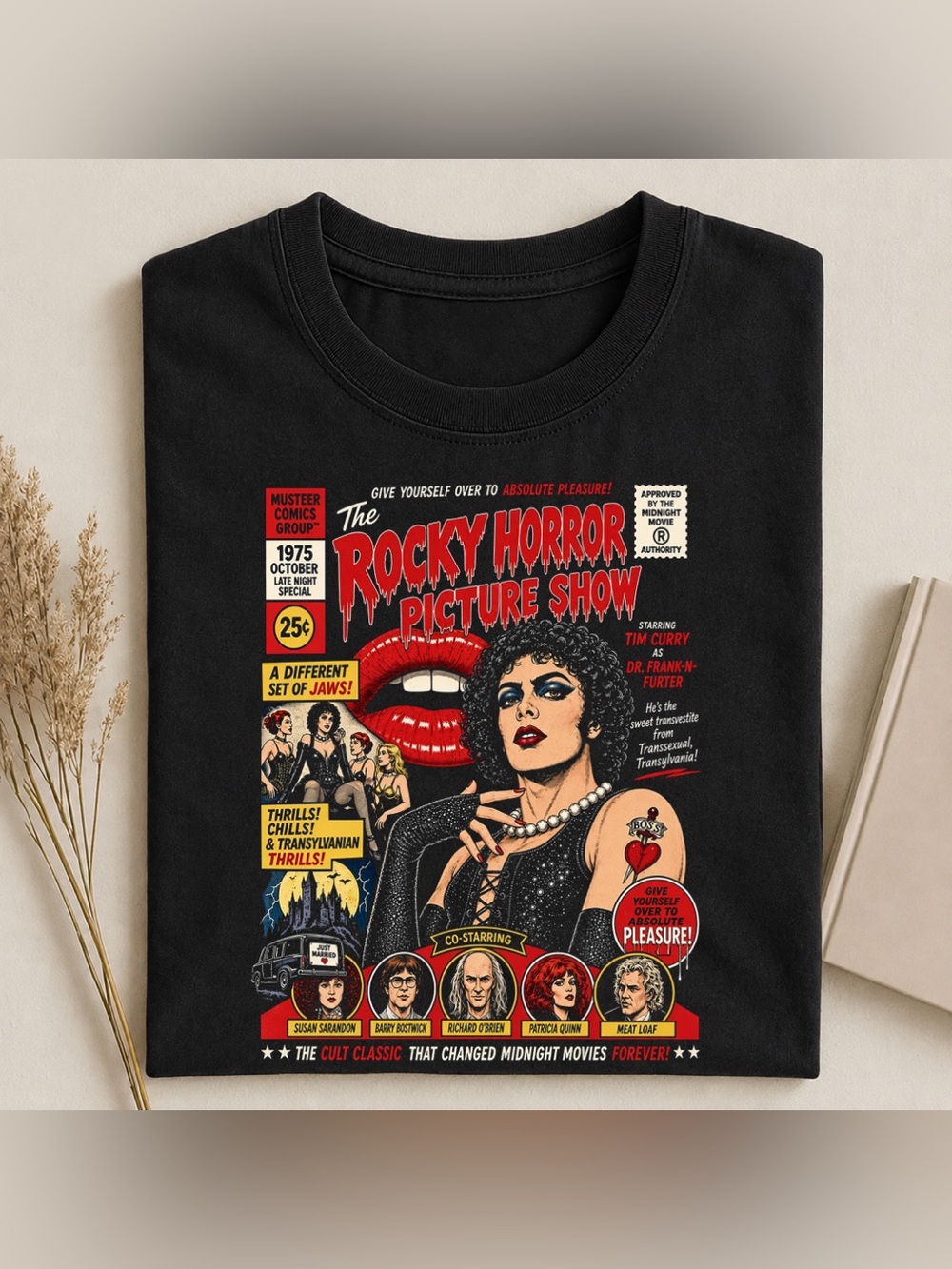 The Rocky Horror Picture Show Graphic Tee - Black Colorful Tim Curry